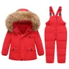 Down Coat Parka Real Fur Hooded Boy Baby Overalls Winter Jacket Warm Kids Child Snowsuit Snow toddler girl Clothes Clothing Set 231026
