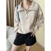 Pulls pour femmes col polo quart de zip pull gris bleu marine noir beige pull en tricot ample et doux