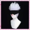 Catsuit Costumes Satoru Cosplay Wig Anime Jujutsu Kaisen Gojo Short Sier Purple Heat Resistant Hair Party Wigs with Eye Patch Glasses