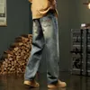 Pantaloni larghi a gamba larga Jeans oversize casual per uomo Abbigliamento Pantaloni in denim maschile vintage vestibilità ampia Nuovo Kpop