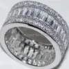 choucong Juego de anillos de boda de compromiso con relleno de oro blanco de 10 quilates con diamantes de piedra de talla princesa completa, talla 5-11 Gift220C