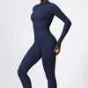 Damesleggings MODITIN 2023 Wintercollectie Lange mouw Rits Fitness Jumpsuit Voor Gym Chic Gestreept Ontwerp Eendelig Workout Sportkleding