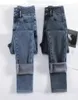 Kadın Kotları Kadın Kadife Kalın Y2K Giysileri İnce Denim Kalem Pantolon Kış Sıcak Fleeces Pantolonlar Sıska Streç Jean Pantalones 3217