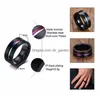 Bandringen Vnox 8 mm zwarte ring voor mannen vrouwen Groove Rainbow roestvrijstalen trouwringen Trendy broederlijke ringen Casual mannelijk Dhgarden Ot0Hl