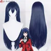 CATSUP -kostymer Anime Kakegurui Twin Hanatemari Tsuzura Cosplay 80cm Lång blå svart värmebeständig syntetisk Hyuga Hinata Wigs + Wig Cap