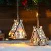 Decorações de Natal Natal LED Luz Casa de Madeira Luminosa Bungalow de Luxo Decorações de Natal Decoração de Casa Fada Noite Lâmpada Pingente Crianças Presente 231027