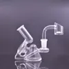 Handflächengroße Glasbong-Wasserpfeifen, 10 mm, weibliche Recycler-Ölbohrinsel, Wasserpfeifen, einfach in die Tasche zu steckende Glas-Bubbler-Rauchpfeife mit 4 mm dickem Quarz-Banger-Nagel-Ölbrenner