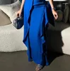 Casual Dresses Elegant Party for Women 2023 Autumn Winter Wedding Gästklänning LACE SOLID Färg Blue Long Female Clothing Outfits