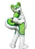 2024 Halloween Verde Husky Fursuit Traje Da Mascote Dos Desenhos Animados Anime Tema Caráter Adulto Tamanho Natal Carnaval Festa de Aniversário Fantasia Outfit