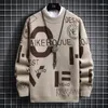 Men's Sweaters Letter Sweater Knitted Gentleman Harajuku Impression Word Pattern Pullover Vintage O-Neck Winter Tops