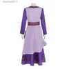 Anime Costumes Movie Asha Cosplay Come Cartoon Adult Purple Princess Dress Maid Uniform Halloween Masquerade Party Women kläder L231027