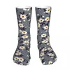 Herrensocken Männer Sport Vintage Blumenhintergrund Baumwolle Lustige kleine weiße Blumen Frau