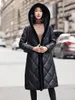 Women's Leather 2023 Real Sheepskin Jackets Women 90% White Duck Down Collar Hooded Coat Fem