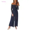 Dames herfstkleding jumpsuit hoge tailleband losse off-shoulder uitgehold jumpsuits sexy bodycon bodysuit rompertjes voor damesoutfits