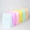 Gift Wrap 6pcs Kraft Paper Gift Bags BluePink Pastel Bags Candy Rainbow Pastel Party Decoration Baby Shower 231027