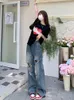 Kadın Kot Hole Kadınlar Yırtık Retro Yüksek Bel Giyim Giyin Gevşek All Maç Geniş Bacak Pantolonları Seksi Leisure Daily Ulzzang Tasarım
