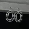 Dangle Oorbellen Funmode Luxe Bguette Zirconia Ovale Drop Voor Vrouwen Sieraden Grote Pendientes Mujer Groothandel FE288