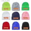 Beanie/Kafatası Kapakları Şapka Beanies Moda Flame Thrash Mektubu Nakış Örme Şapka Erkekler ve Erkek Kış Şapkası Yün Şapka Soğuk Şapka T2301027