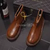 Botas cortas de piel de vaca para hombre, zapatos altos, botas cómodas de moda de estilo británico, botas de cuero con cremallera, primavera y otoño