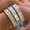 Band Rings Huitan Luxury Micro Paled Square Cubic Zirconia Promise Love Rings for Women Engagement Wedding Jewelry Dropship Dhgarden Otib2