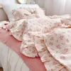 Conjuntos de ropa de cama Conjunto de bebé de algodón de muselina floral vintage Niñas Infantiles Niños Cuna Cuna Funda nórdica Hoja de funda de almohada sin relleno 231026