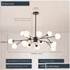 Chandeliers Chandeliers Nordic Tree Branch Led Ceiling Chandelier Glass Ball Lampshade Black Gold For Bedroom Living Room Pendant Ligh Dhtlv