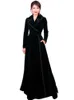 Women's Trench Coats Winter Runway Designer Women Vintage Notched Collar Wrap Black Velvet Maxi Overcoat Thick Warm Pocket Long Trench Coat Outwear 231026