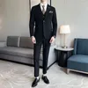 Abiti da uomo (giacche pantaloni) Abbigliamento di marca Blazer da uomo d'affari/Uomo Slim a righe verticali Due abiti/Cappotto a coda di rondine da uomo Abito da sposa