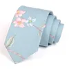 Bow Ties 7CM Light Blue Tie For Men Business Suit Work Necktie High Quality Fashion Formal Neck Tie Men's Flower Print Cotton Ties 231027