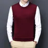 Men s Sweaters Men Sweater Vest Korean Round Neck Business Casual Fitted Version Black Light Grey Sleeveless Knitted Top Male All Match 231027