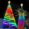 Strings 2.1M Smart APP Kerstboomlicht Bluetooth DIY Tekstafbeeldingen LED RGB Fairy Watervalslinger