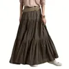 Spódnice elastyczne pasa talii A-line stały kolor maxi spódnica kobiety jesienne ruffle plisowane swobodne luźne luźne