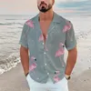 Casual overhemden voor heren Shirt Zomer Hawaiiaanse flamingo Grafische prints Turndown Vakantie Korte mouw Button-Down Print Kleding Streetwear