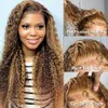 Synthetic Wigs Highlight Wig Human Hair 13x4 Honey Blonde Water Wave Lace Front For Women 30 Inch Loose Deep Frontal 231027