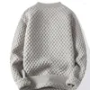 Herrenpullover #4356 Winter Männer Pullover Rundhals Einfarbig Plaid Gestrickte Pullover Langarm Strickwaren Warm