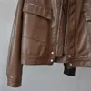 Frauen Leder 2023 Frühling Herbst Frauen Pu Motorrad Jacke Weibliche Vintage Lose Kurzen Mantel Faux Punk Zipper Outwear