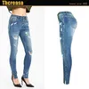 Jeans pour femmes taille moyenne élastique pantalon à fourche ouverte pieds type de marée européenne et américaine trous coupés pour laver petite femme