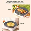 BBQ Tools Accessories Korean Grill Pan Smokeless Round Griddle Barbecue Plate Inomhus utomhusgrillning Stek med värmebeständiga handskar 231027