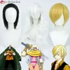 Costumes Catsuit Anime Sanji Charlotte Smoothie Sir Crocodile Cosplay Femmes Hommes Cheveux Résistants À La Chaleur Costume De Fête D'Halloween Perruques + Bonnet De Perruque