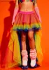 滑走路ドレス最新のカラフルなチュールスカート女性マルチカラーハイマキシスカートガールズトゥパーティーカスタムメイドロングチュールスカートT231027