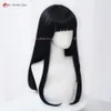 Costumi Catsuit Gioco Identity V Cosplay 60 cm Nero dritto con frangia Yidhra Anime Capelli sintetici resistenti al calore + Protezione parrucca