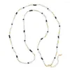 Pendants Romantic Black Natural Stone White Glass Beaded Women Necklace Niche Design Personality Versatile Double Circle Sweater Chain