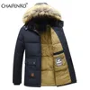 Parkas masculinas para baixo 2023 inverno à prova de vento velo quente grosso jaqueta casaco moda com capuz gola de pele clássico casual 231026