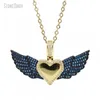 Kedjor 5st grossist hjärtform vinkelpunkt vinge gåva för hennes smycken guldfärg blå koppar kubisk zirkoniumhalsband