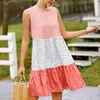 Casual Dresses Summer Rands Polka Dot Patchwork Tank Dress for Women 2023 O Neck Sleeveless Loose Ladies Plus Size Vestidos