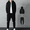 Ensembles de course hommes sweat-shirt pantalons de survêtement vêtements de sport capuche à cordon de serrage ensemble de vêtements de sport manchette côtelée automne hiver sweat à capuche pantalon pour voyage