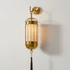 Vägglampa kinesiska tygskugglampor vardagsrum sovrum dekorativa sconce lampor lantern lyx zen hallbelysning