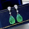 Stud Oorbellen 925 Sterling Zilver 10 14 Mm Waterdruppel Emerald Engagement Voor Vrouwen High Carbon Diamond Party Fijne Sieraden