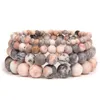 Bracelets de charme Naturel Givré Rose Zèbre Pierre Minérale À La Main Mat Perle Bracelet Femmes Hommes Yoga Méditation Bijoux Cadeau 1pc 231027