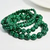 Strand Natural Green Malachite Stone Bransoletka 4/6/8/10 mm ręcznie robione okrągłe koraliki bransoletki para energii joga biżuteria